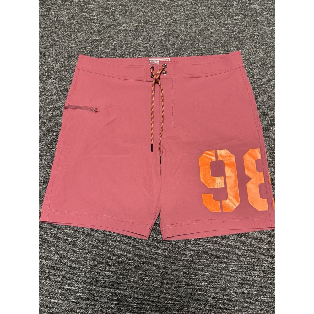 Vineyard Vines Mens Performance‎ Board Shorts 32 Maroon 98 Graphic Swim Trunks